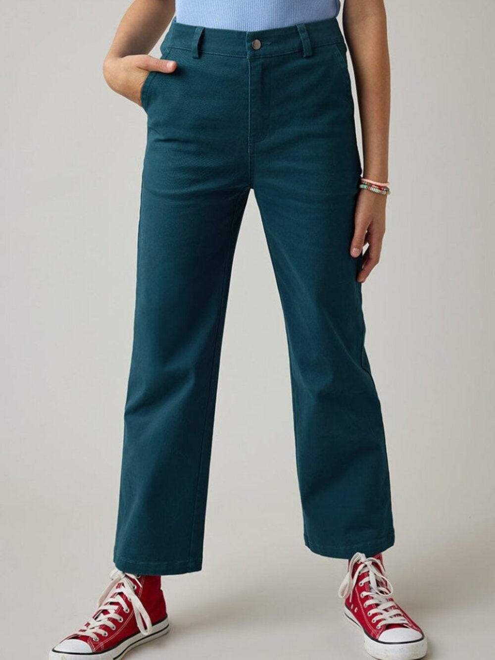 NEW Hello Franki Wide Leg Crop Pant Teal Youth Medium
